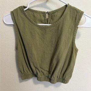 Olive Green Sleeveless Crop Top